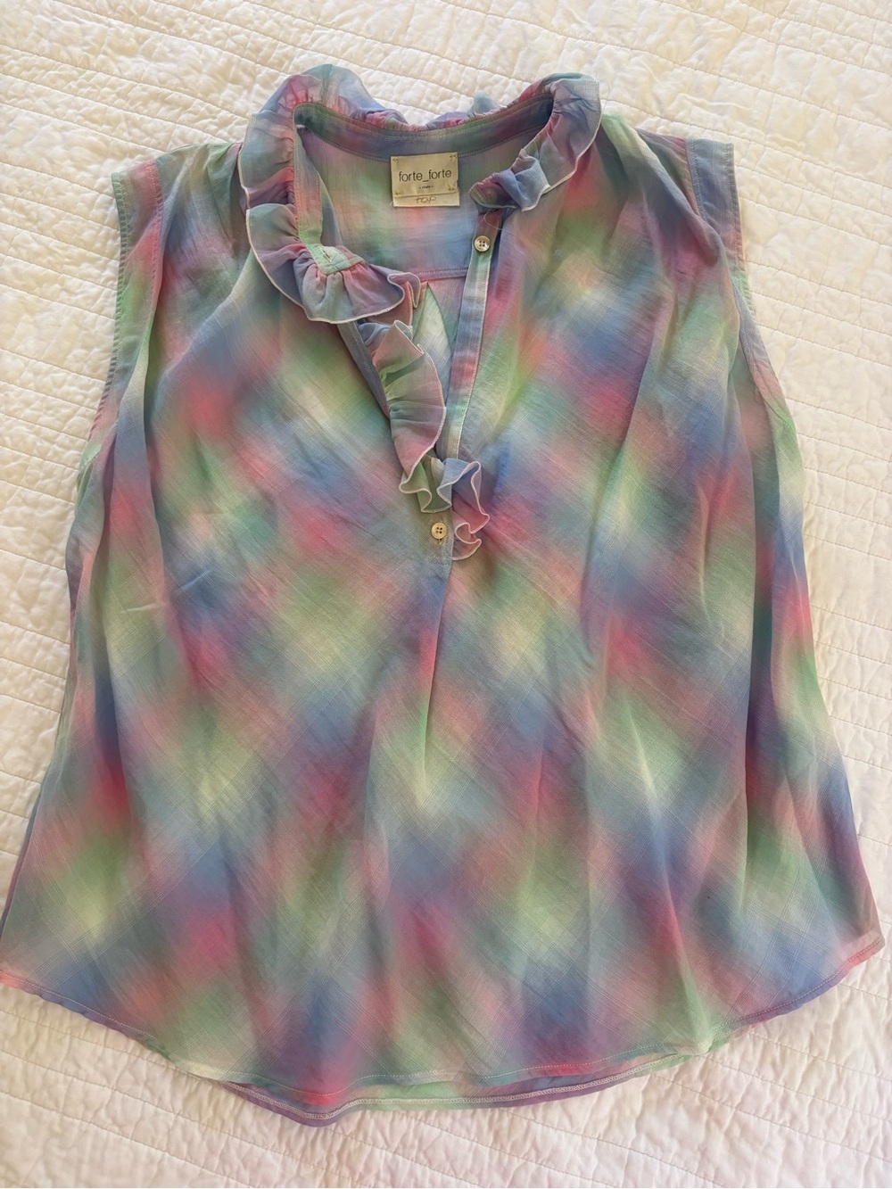 forte_forte Pastel Multi-Color Ruffle Shell Blouse